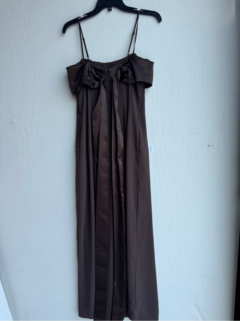 Adam Lippes Chocolate Brown Wide-Leg Spaghetti-Strap Jumpsuit - Picture 8 of 8